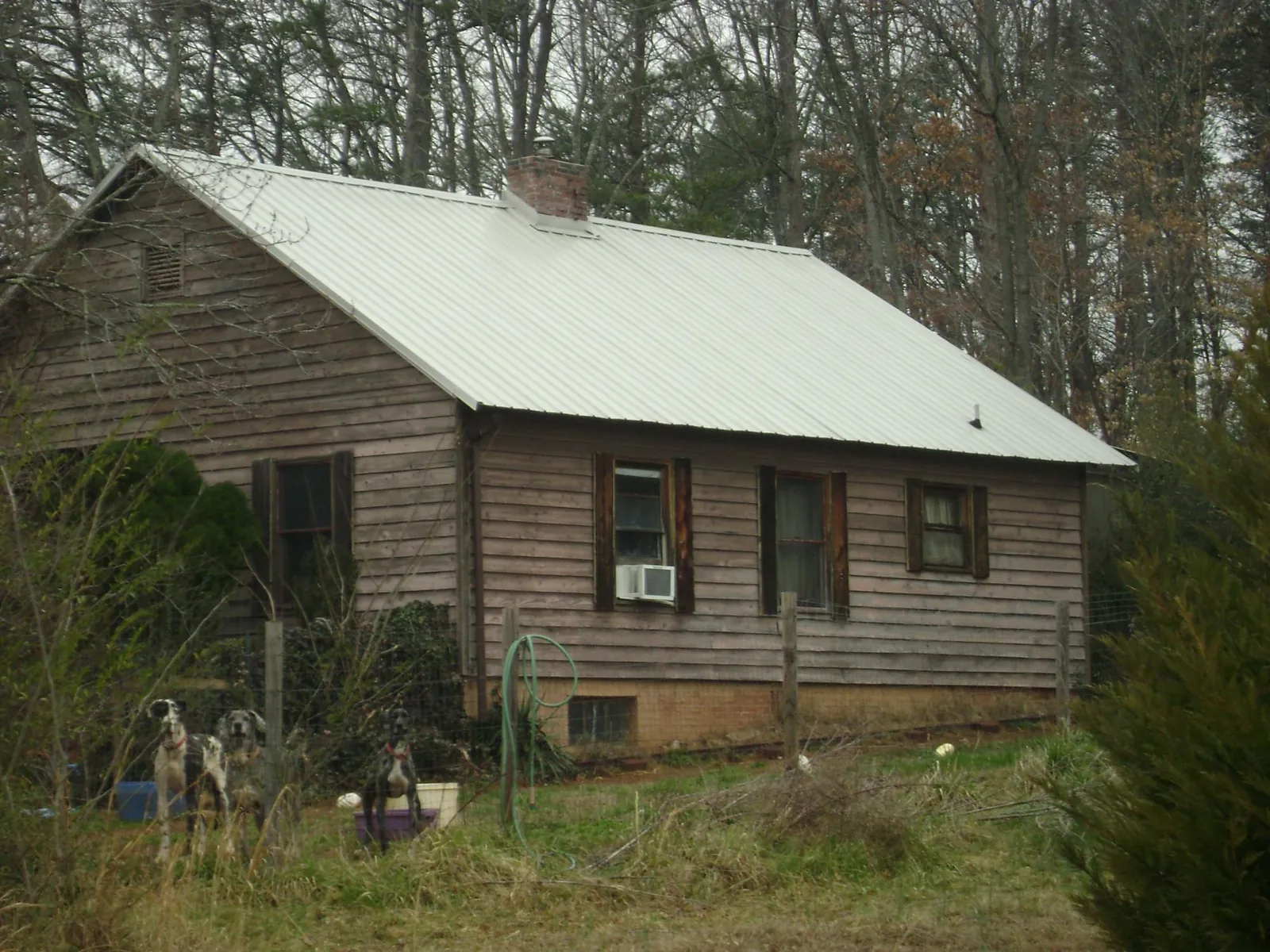 White metal roof on an old wood sided farmhouse, from a Metal Roof Installation job in Sadieville